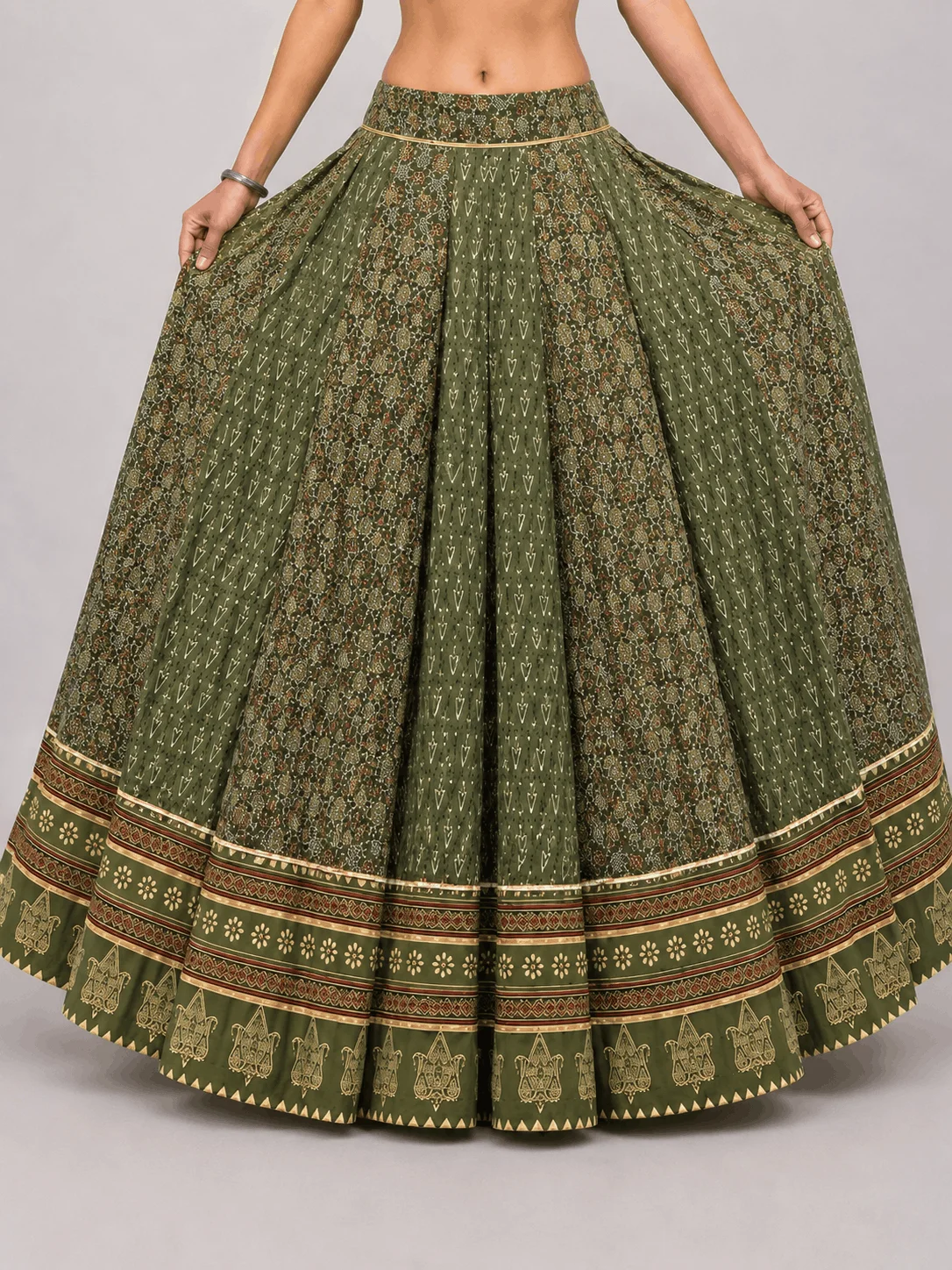 Ajrakh Print Chaniya with matching Blouse Piece