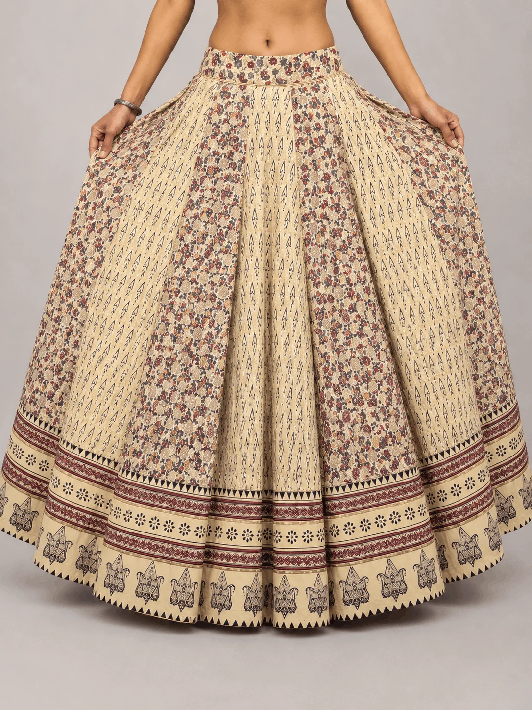 Ajrakh Print Chaniya with matching Blouse Piece