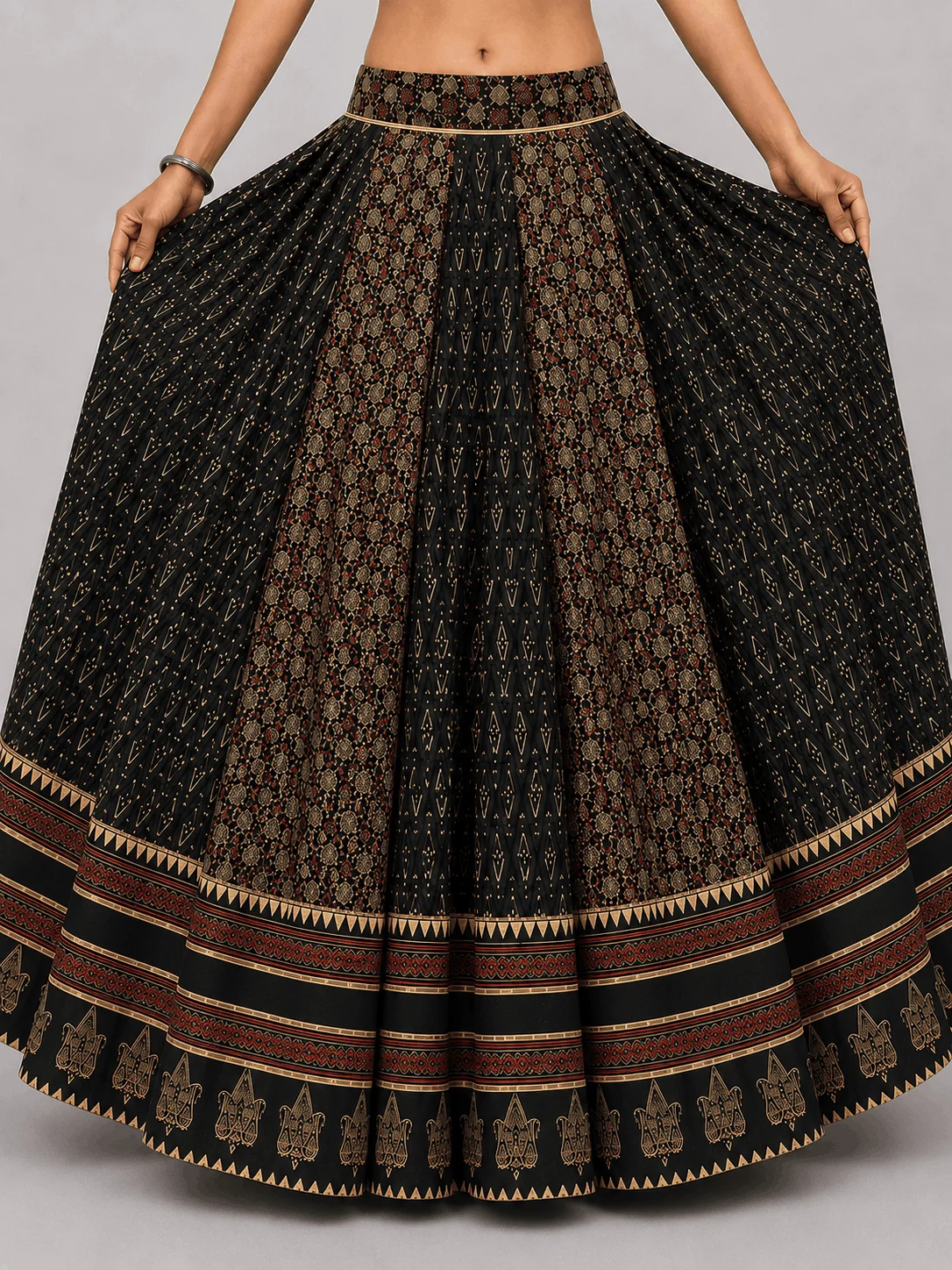 Ajrakh Print Chaniya with matching Blouse Piece