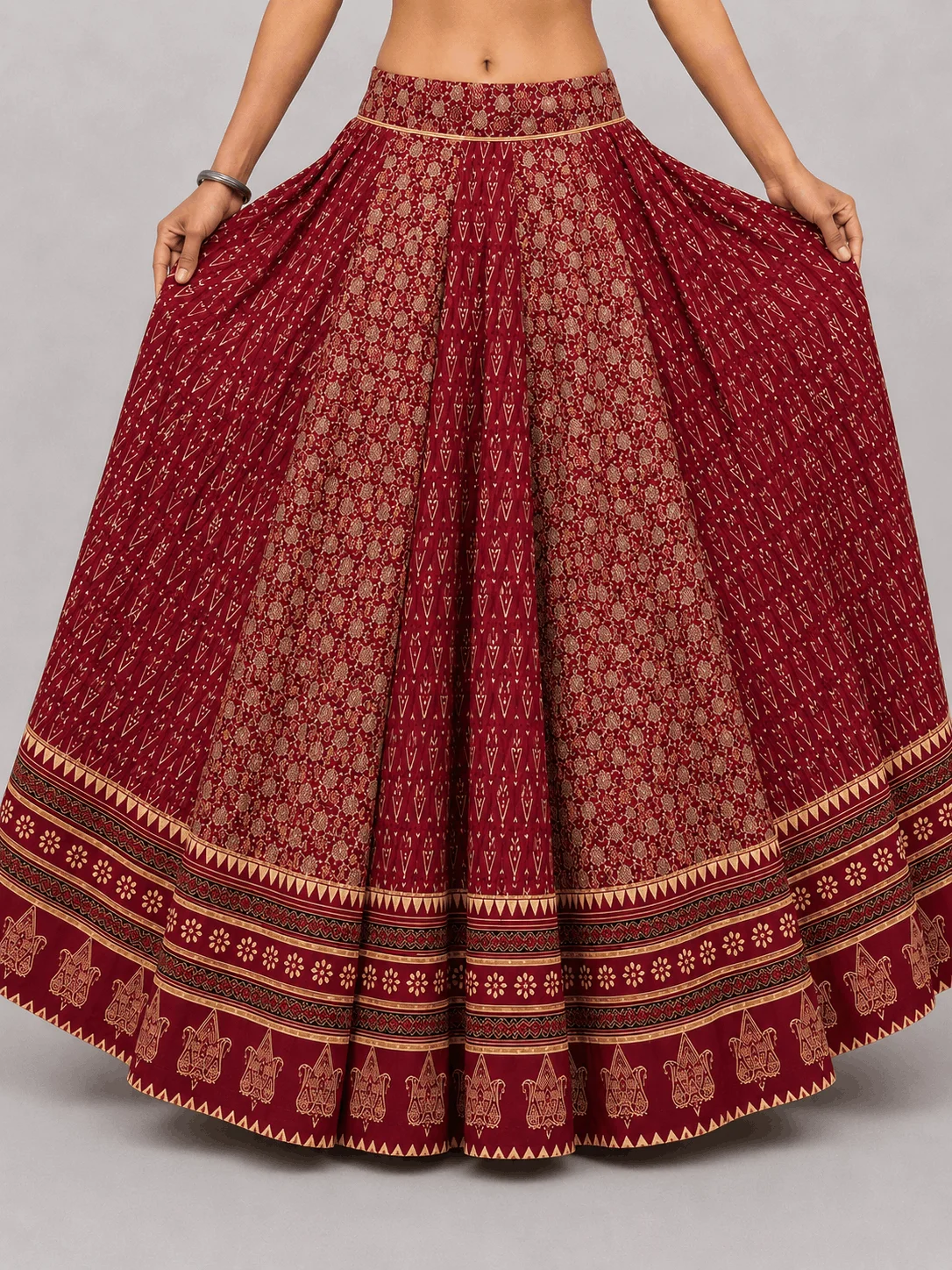 Ajrakh Print Chaniya with matching Blouse Piece