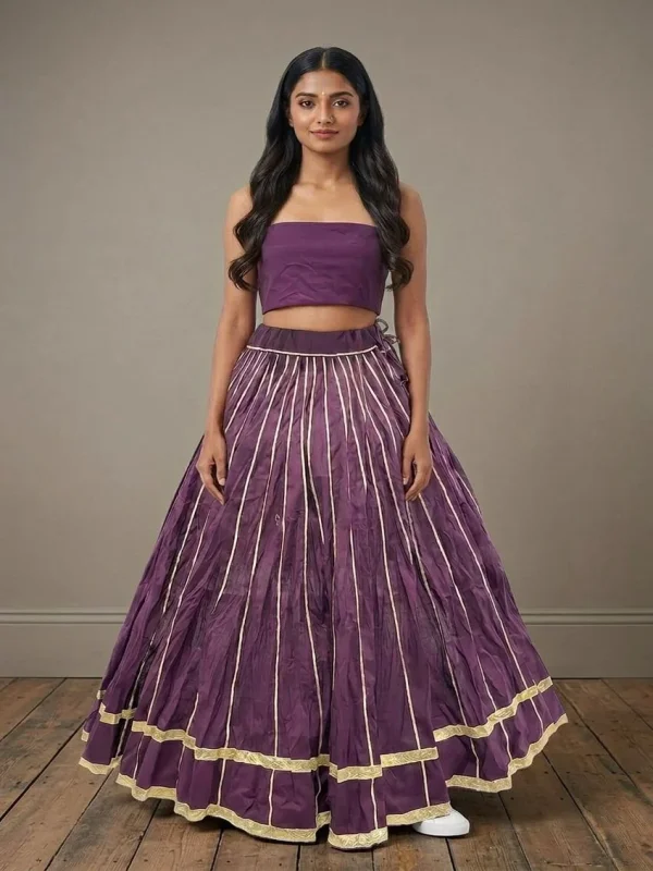 72 Kali with Golden Border_Chaniya with Blouse Piece