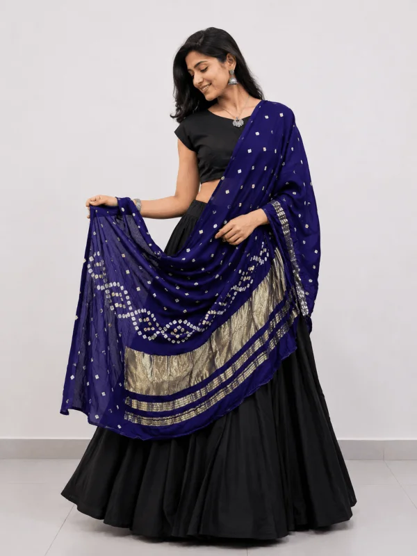 Bandhej Dupatta (Midnight Blue)