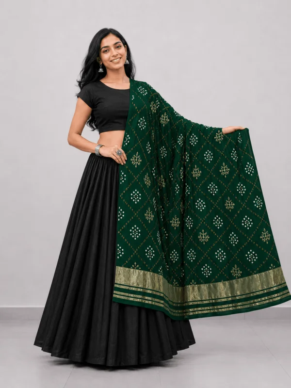 Bandhej Dupatta (Bottle Green)