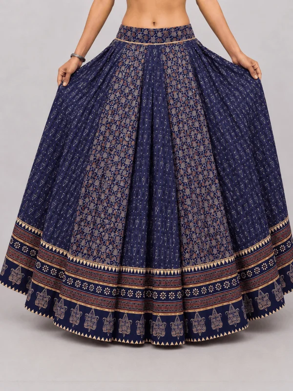 Ajrakh Print Chaniya with matching Blouse Piece